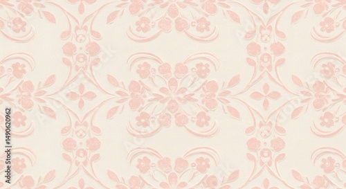 Vintage floral pattern background in peach and cream for wedding invitation and elegant design 100