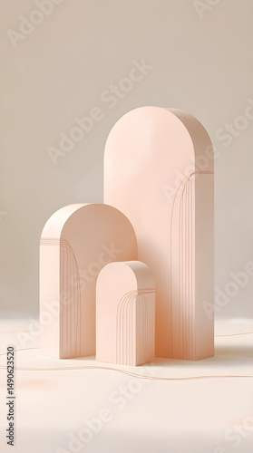 Beige Archways and Pedestals podium. Generative By Ai
