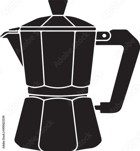 Black and White Silhouette of a Traditional Moka Pot
