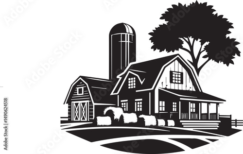 Farmhouse silhouette vector 


farn