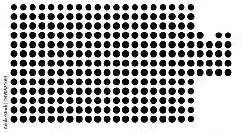 Symbol Map Of the County Roseau (Minnesota, US) showing the County with a few black dots