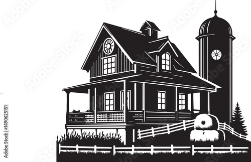 Farmhouse silhouette vector 


farn