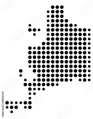 Symbol Map Of the County Adams (Mississippi, US) showing the County with a few black dots