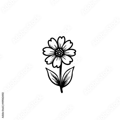 Minimalistic floral outline art creating a simple yet elegant design element