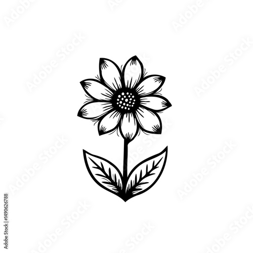 Delicate black and white floral drawing exhibiting detailed design and artistic impression