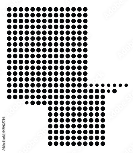 Symbol Map Of the County Montgomery (Mississippi, US) showing the County with a few black dots