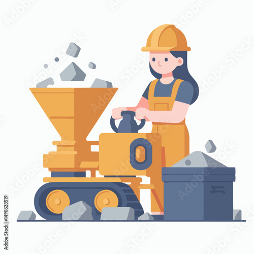 illustration of project workers crushing rocks