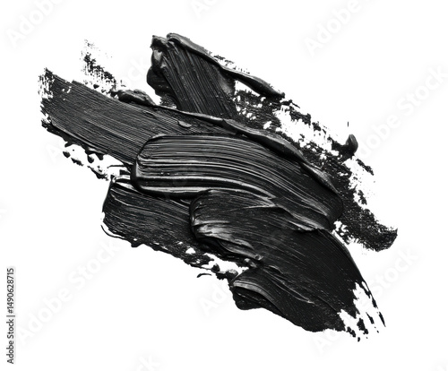 Black paint smear for artistic design and creative expression, cut out transparent