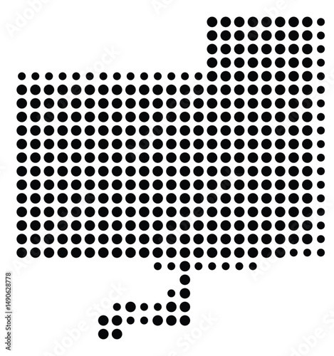 Symbol Map Of the County Tallahatchie (Mississippi, US) showing the County with a few black dots