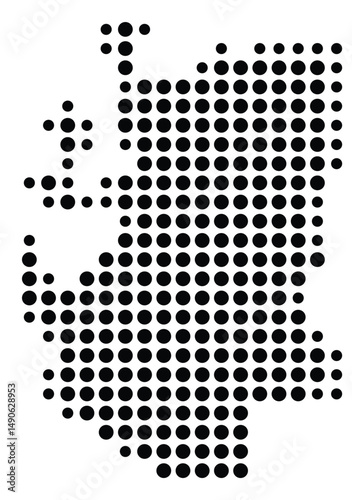 Symbol Map Of the County Tunica (Mississippi, US) showing the County with a few black dots
