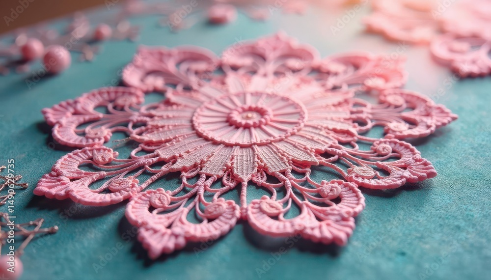 Obraz premium Intricate floral lace doily, delicate texture, craft, lace, pattern