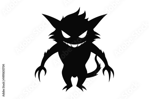 Eerie Monster Silhouette: A menacing silhouette of a creepy monster with sharp claws and a sinister grin, perfect for adding a spooky touch to your Halloween designs.