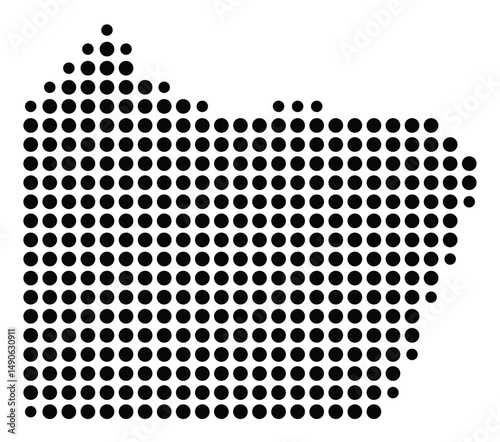 Symbol Map Of the County Cooper (Missouri, US) showing the County with a few black dots