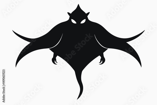 Silhouette Ray Graphic: A stark, minimalist graphic of a stingray, its dark silhouette against a plain backdrop, creating a sense of mystery and artistic elegance.