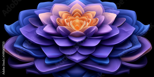 Soft abstract flower blooms in layered pastel and violet waves. Elegant and tranquil visual of inner growth.