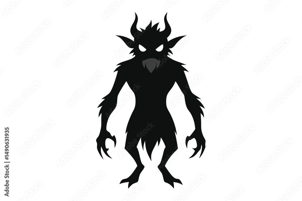 Fototapeta premium Mysterious Shadow Creature: A chilling silhouette of a shadowy figure, its ominous form and menacing posture hinting at darkness and hidden dangers, shrouded in mystery.