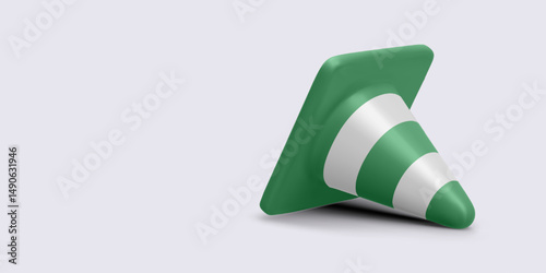 Safety Traffic Cone. 3D Cartoon-Style Road Warning Sign Tipped Over, Symbolizing Maintenance or Hazard. Bright Minimal Look for UI/UX Use. Vector Illustration