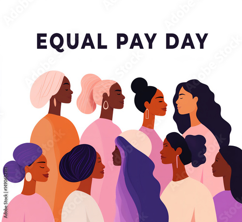 Vector illustration of diverse women together with 
