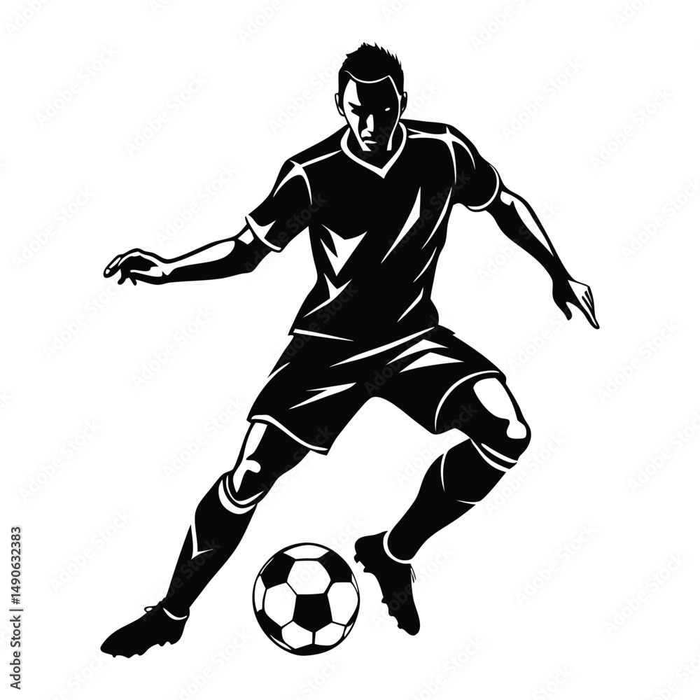 Naklejka premium Soccer Player Silhouette Vector Design Template Illustration