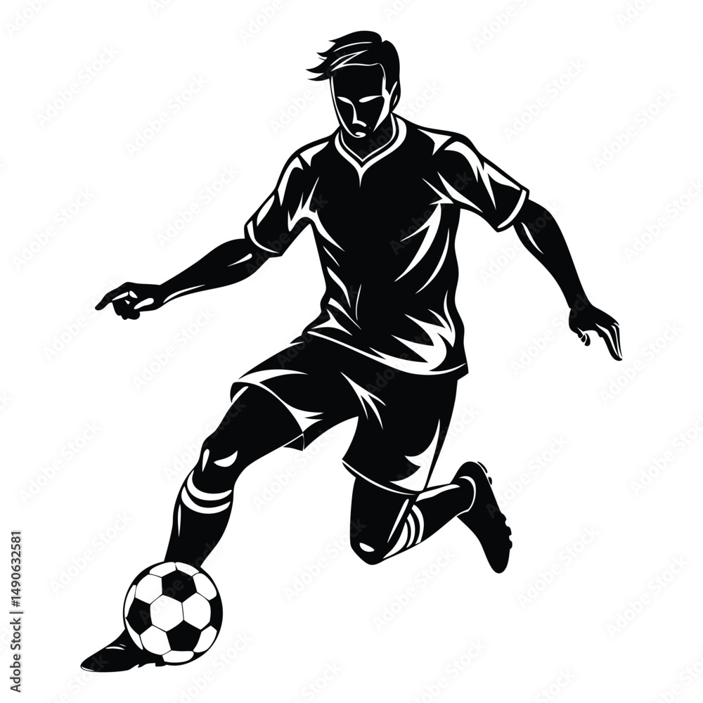 Naklejka premium Soccer Player Silhouette Vector Design Template Illustration