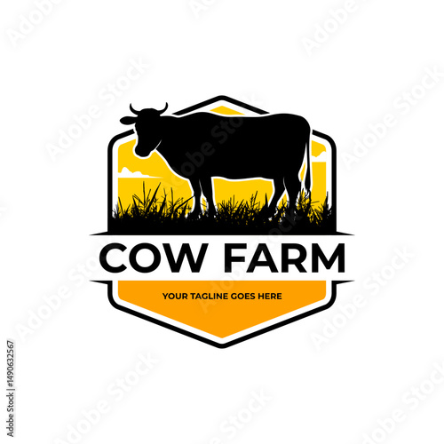 cow farm logo design illustration