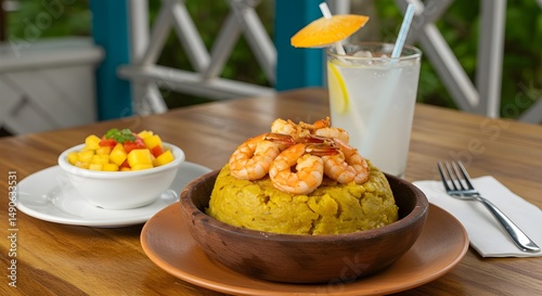  Traditional Mofongo with Garlic Shrimp from Puerto Rico in Lively Caribbean Atmosphere photo