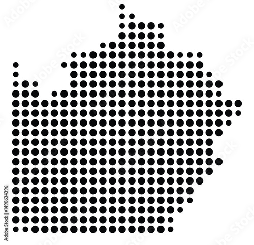 Symbol Map Of the County Saline (Missouri, US) showing the County with a few black dots