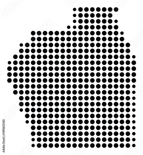 Symbol Map Of the County Stoddard (Missouri, US) showing the County with a few black dots