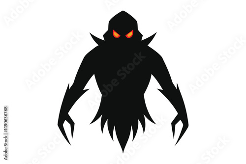 Sinister Silhouette: A dark and ominous silhouette of a mysterious figure, eyes aglow with an otherworldly presence, and a chilling aura. 