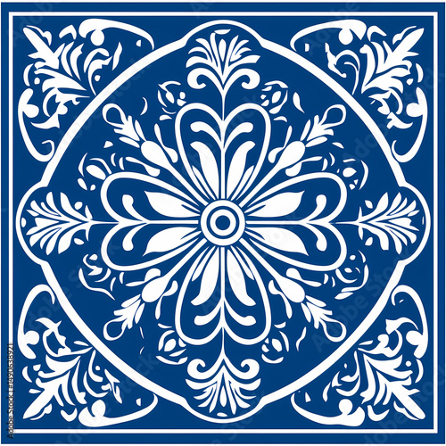 Intricate Blue and White Decorative Tile Pattern