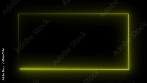 Neon Rectangle Border. Seamless loop. Neon Rectangle Loop Animation