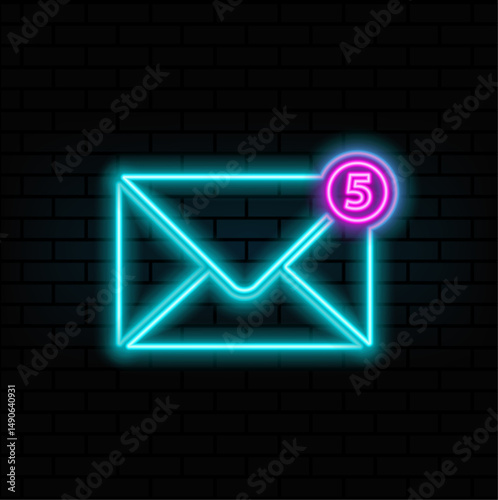 neon style. email.neon warning concept. spam envelope. alert message notification. danger error alerts. stop spam vector illustration. virus problem.