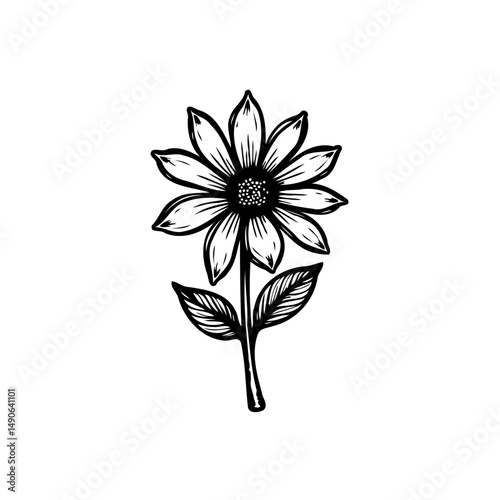 Monochrome floral illustration capturing the delicate essence of nature's beauty