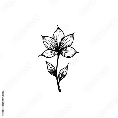 Elegant floral illustration with intricate lines and a refined monochrome design