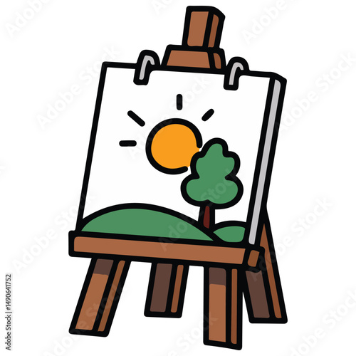 Artist drawing easel isolated vector illustration