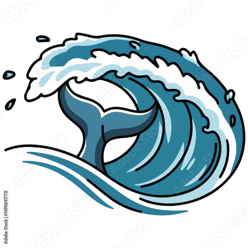 Whale tail icon isolated vector illustration
