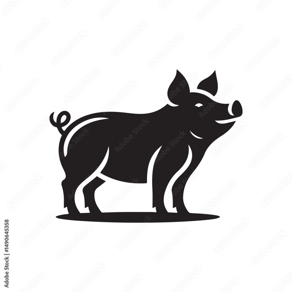 Fototapeta premium Elegant Pig Silhouette Icons and Logos in Vector Format pig face logo, pig head, icon, logo, Vector illustration, The best of pig Silhouette icon, pig head logo vector, black and white logo