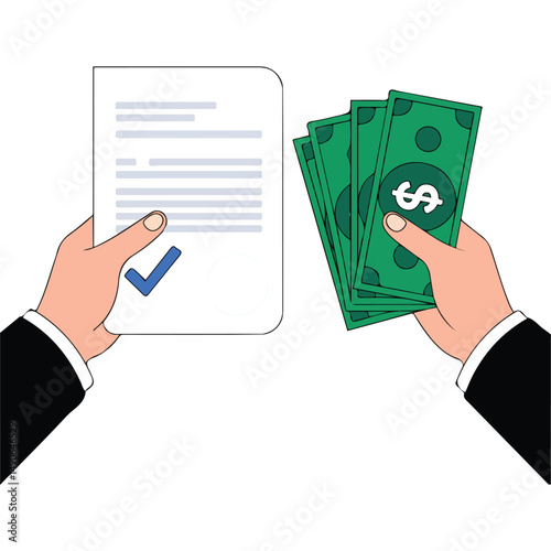 Bank loan agreement isolated vector illustration