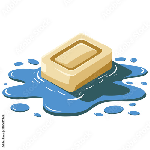 Bar of cleansing soap isolated vector illustration
