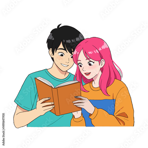 Couple Reading Book Together