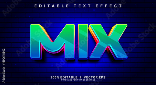 Printmix 3d vector text effect with modern style design