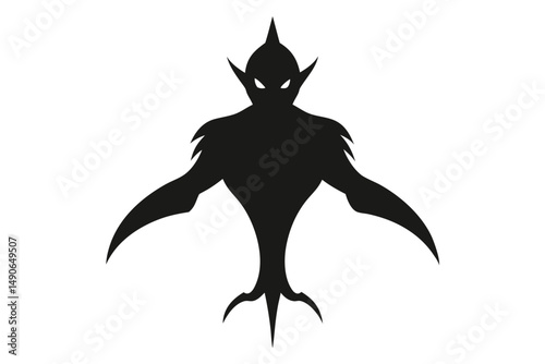 Abstract Dark Creature Silhouette: A striking silhouette of a mysterious figure, dark and stylized, showcasing an intriguing and ominous presence.