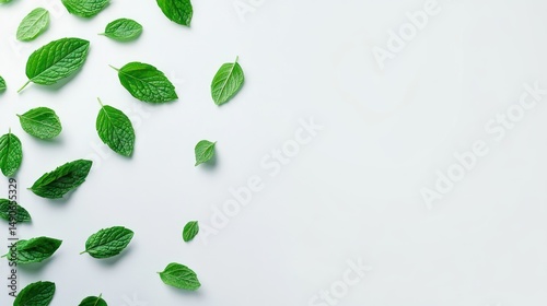 Refreshing Mint Leaves on White Background