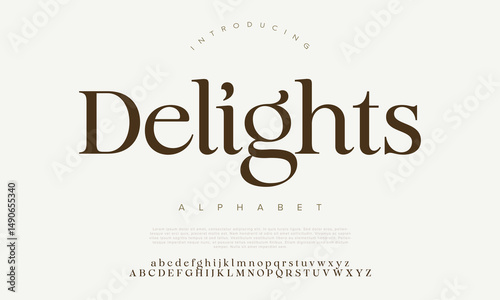 Elegant Font Uppercase Lowercase and Number. Classic Lettering Minimal Fashion Designs. Typography modern serif fonts regular decorative vintage concept. vector illustration