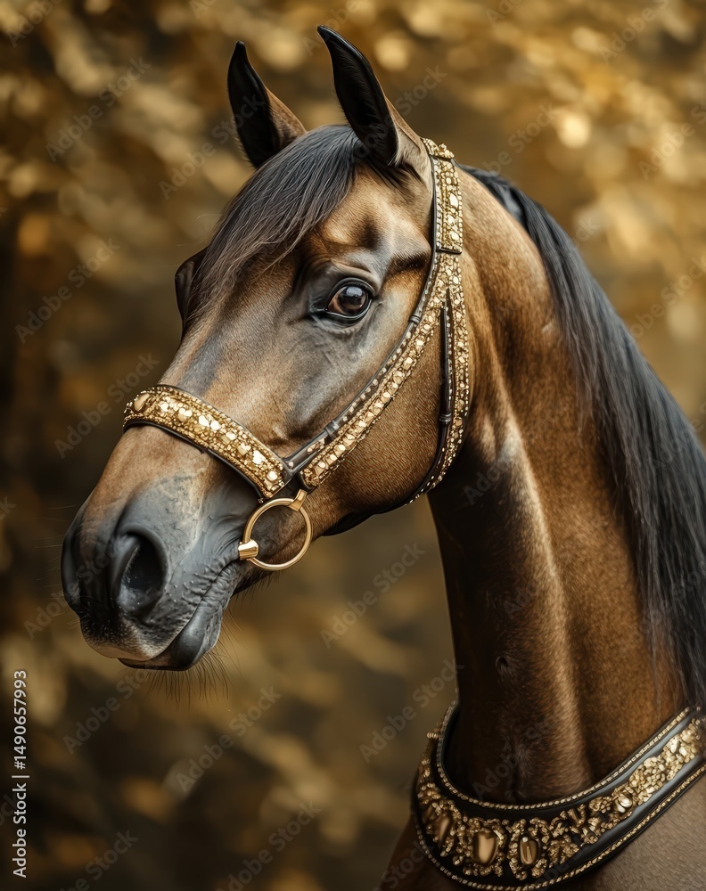 Obraz premium Majestic Thoroughbred Horse with Elegant Decorative Harness