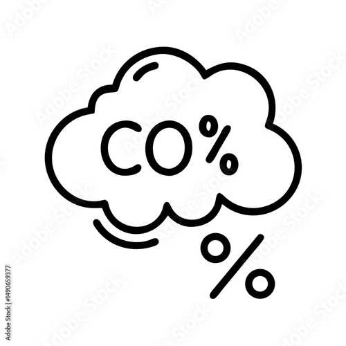 CO% Emission Cloud: A graphic illustration of a cloud emitting carbon dioxide, representing the environmental impact of pollution.