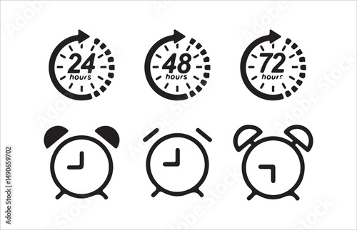 Clock icon set. Vector Time and Clock icons set. Horizontal set of analog clock icon symbol, Time icon Victor illustration Eps 10