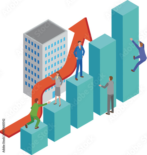 ビジネスマンと会社の業績