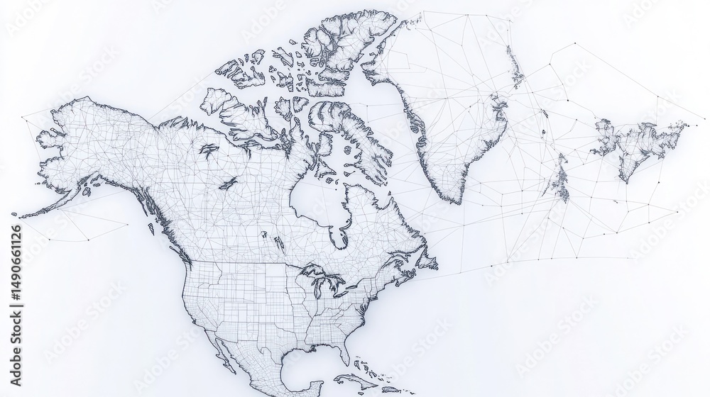 Obraz premium North America's Connectivity: A Network Visualization