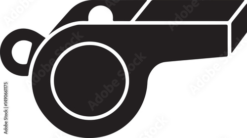 Black and White Whistle Icon for Sports and Refereeing